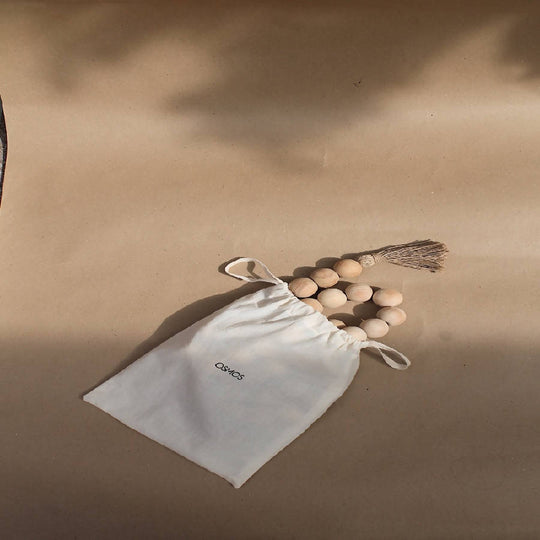 Boho Wooden Bead Garland – Farmhouse Décor with Jute Tassels