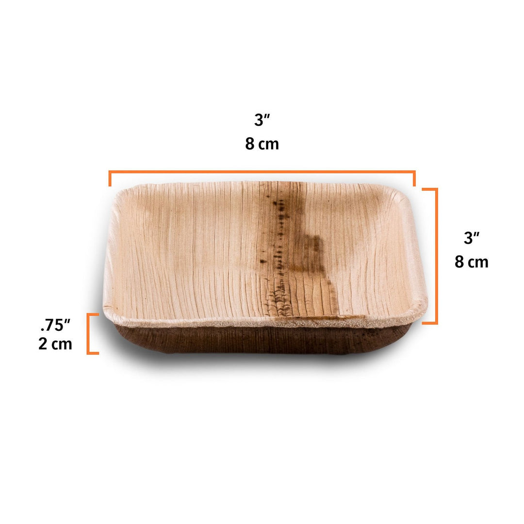 Palm Leaf Mini Square Bowls (3.5”) – Eco-Friendly Disposable Serveware 🌿