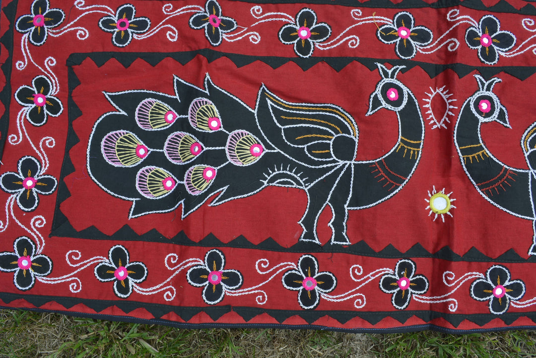 Mandala Wall Hanging – Upcycled Boho Tapestry with Handcrafted Appliqué