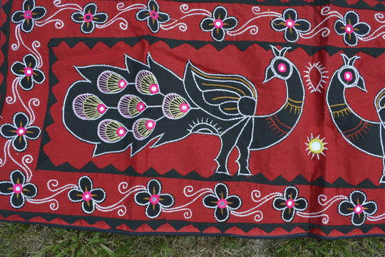 Mandala Wall Hanging – Upcycled Boho Tapestry with Handcrafted Appliqué