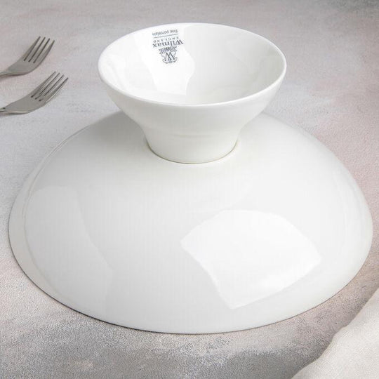 Fine Porcelain Fruit Vase with 10" Bamboo Tray