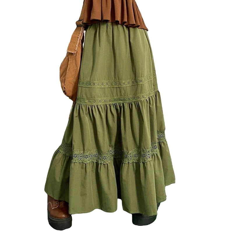 Vintage Green Pleated Korean Fashion Skirts