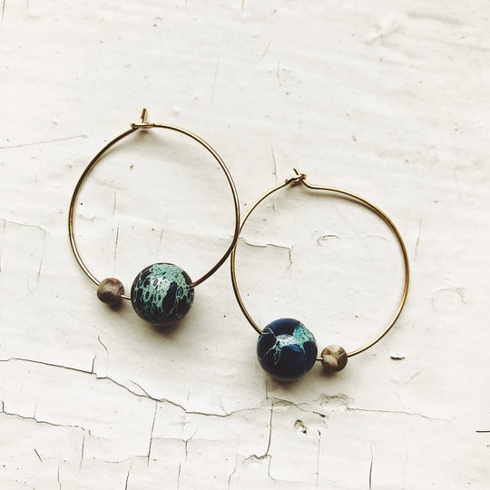 arth & Moon Jasper Hoop Earrings – Cosmic Boho Stone Hoops