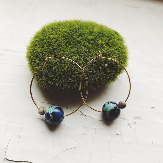 arth & Moon Jasper Hoop Earrings – Cosmic Boho Stone Hoops
