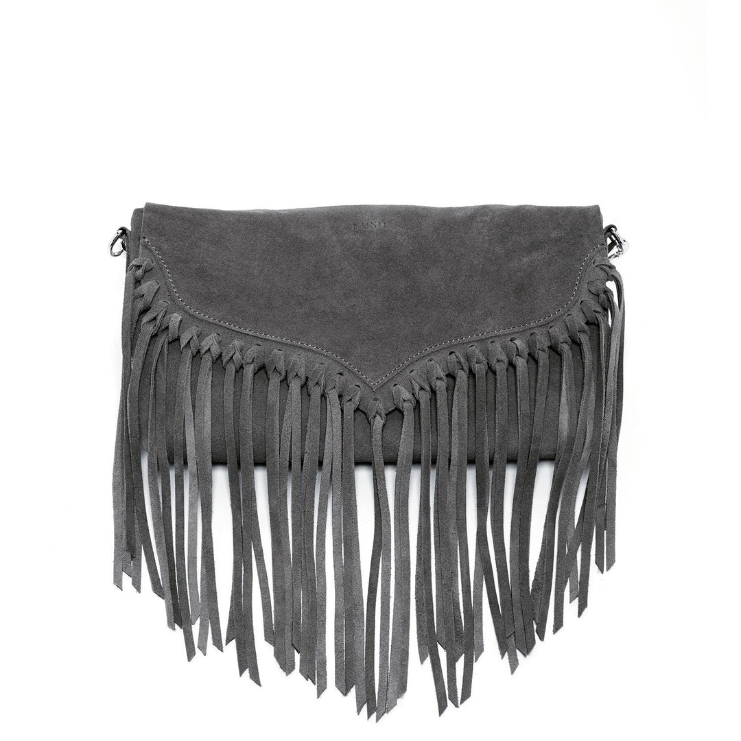 Lillian Gray Leather Fringe Purse