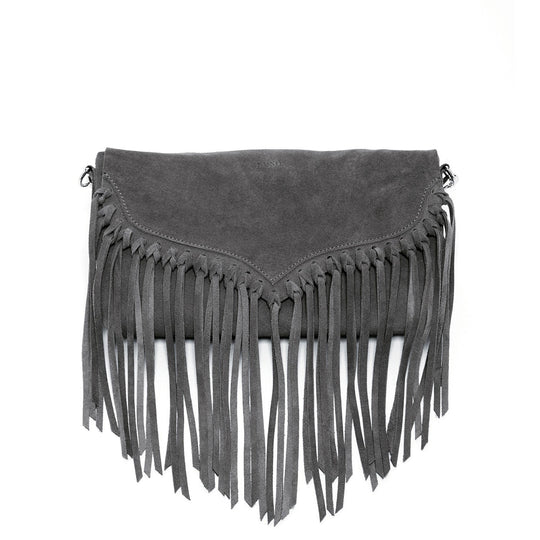 Lillian Gray Leather Fringe Purse