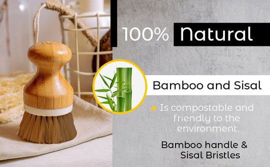 Bamboo & Sisal Fiber Dish Brush 🌿 | Eco-Friendly Kitchen Essential