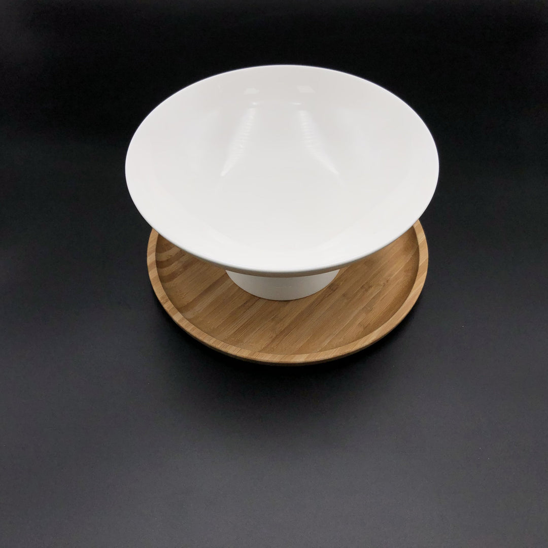 Fine Porcelain Fruit Vase with 10" Bamboo Tray