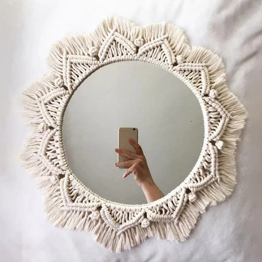 Macrame Round Mirror Wall Decor