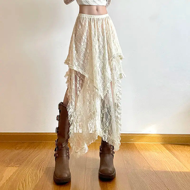Deeptown Lace Asymmetrical Skirt