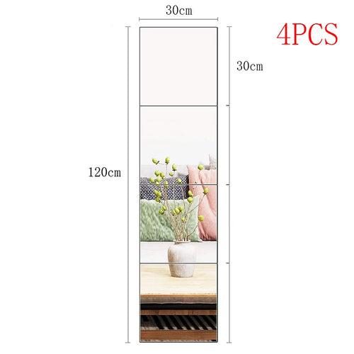 4PCs 3D Self-adhesive Mirror Stickers