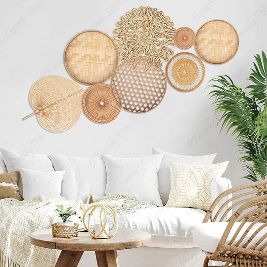 8pcs Natural Handmade Wall Decor Basket