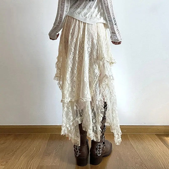 Deeptown Lace Asymmetrical Skirt