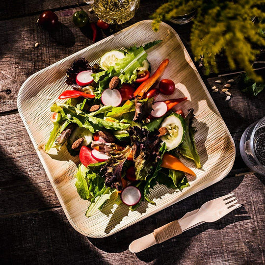 Palm Leaf Square Plates (10") – Sustainable & Compostable Tableware
