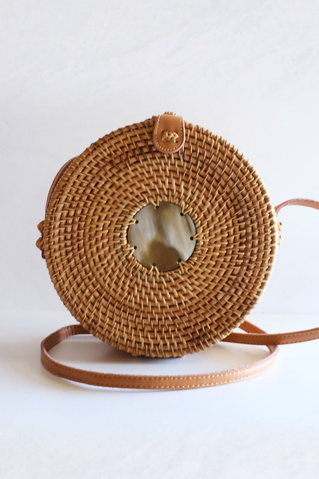 Tan Tien Buffalo Horn & Rattan Circle Bag