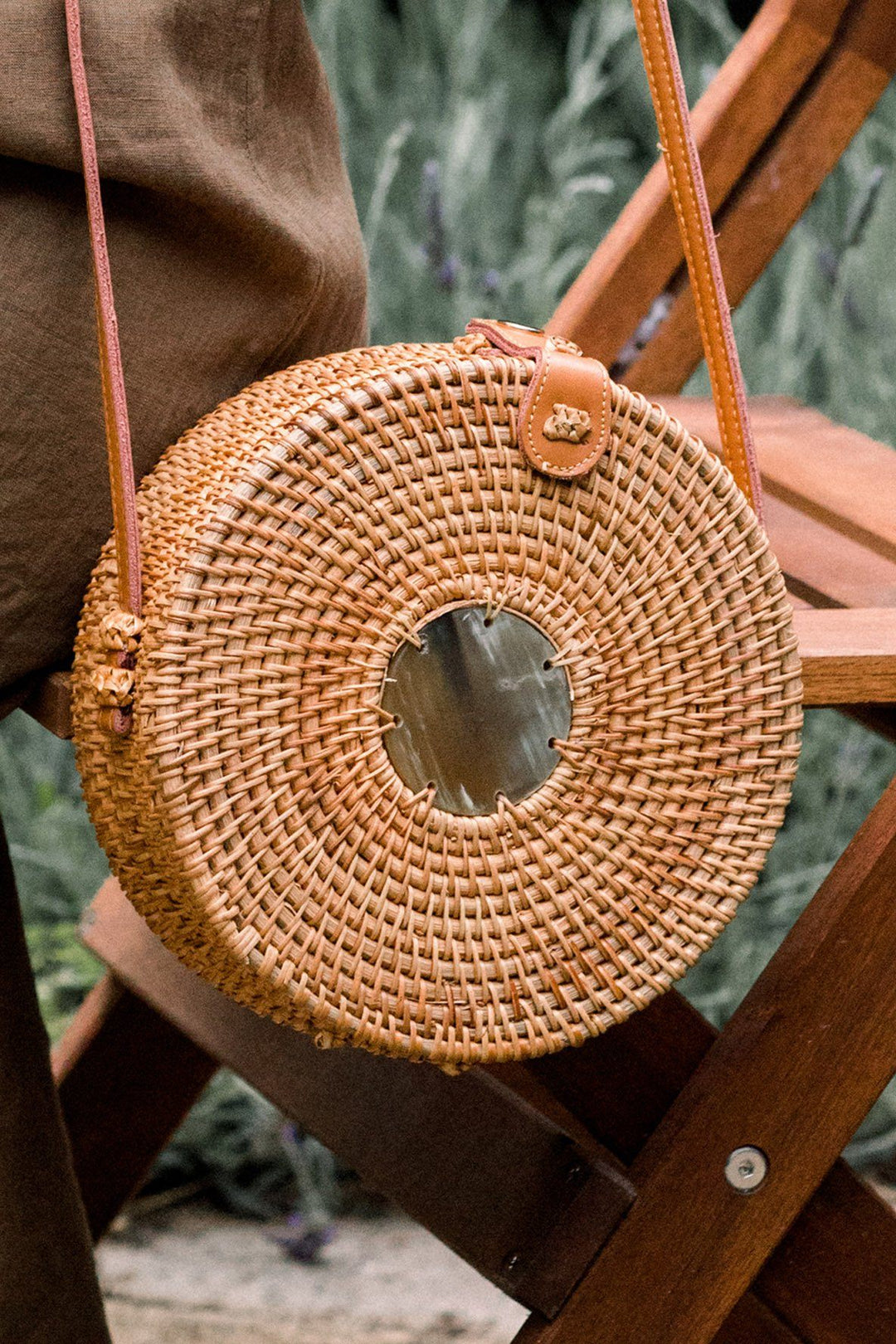 Tan Tien Buffalo Horn & Rattan Circle Bag