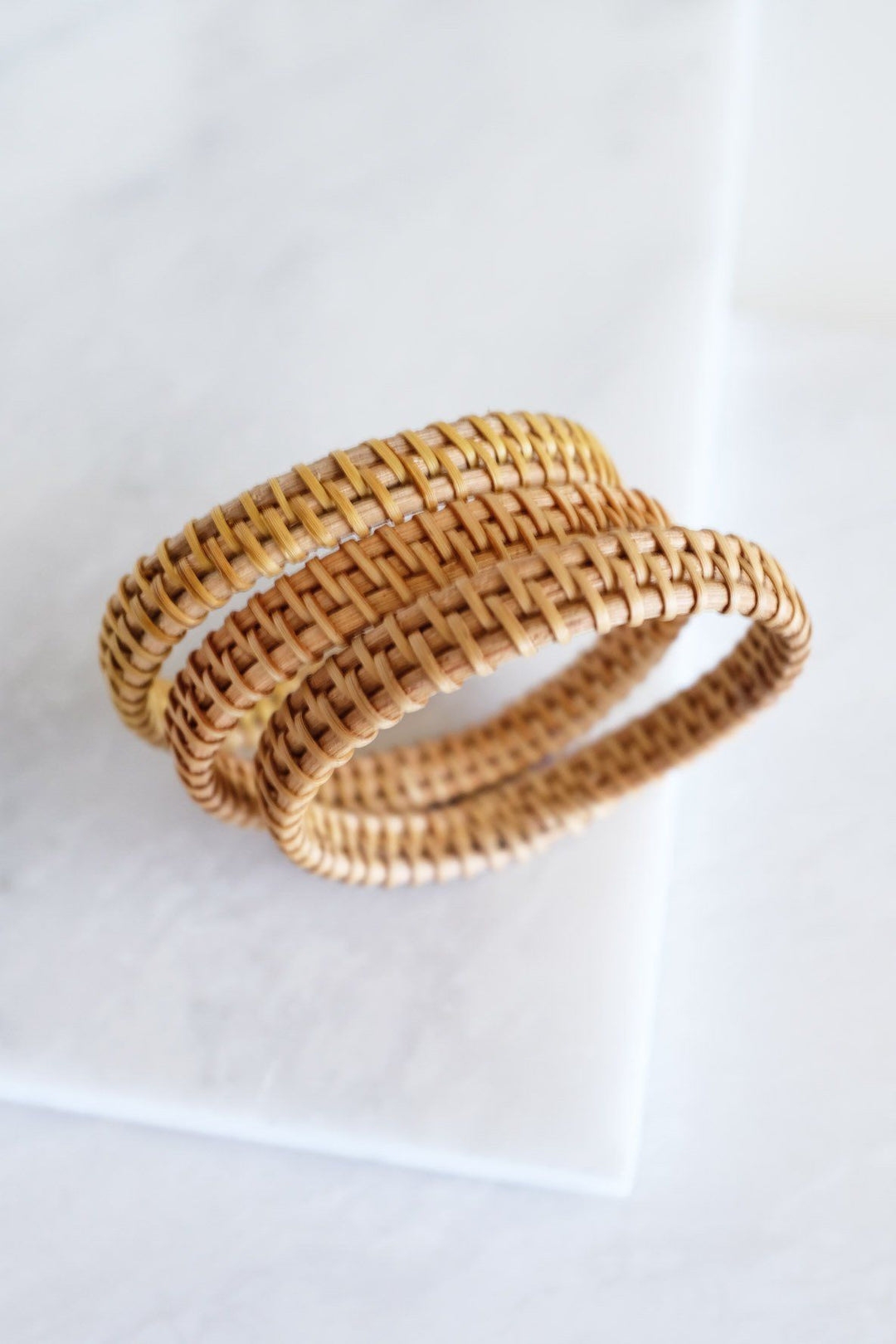 Thien Natural Handwoven Rattan Bangles (Set of 3)