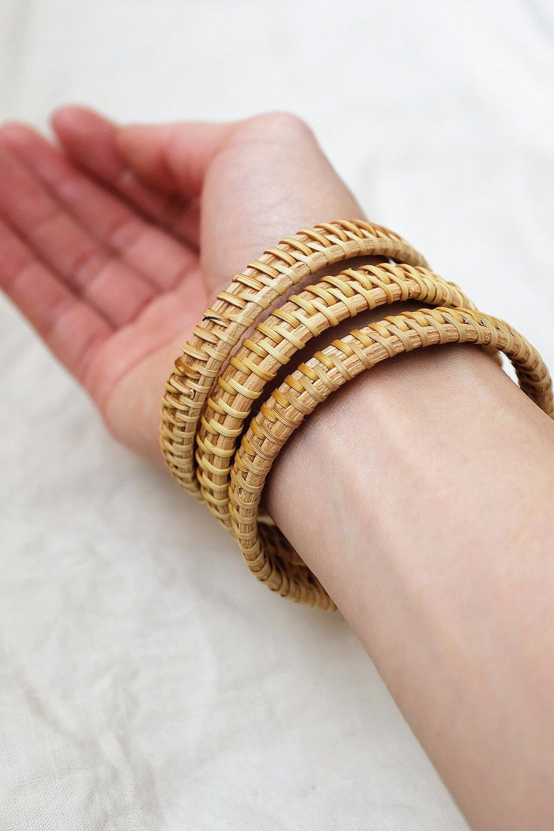 Thien Natural Handwoven Rattan Bangles (Set of 3)