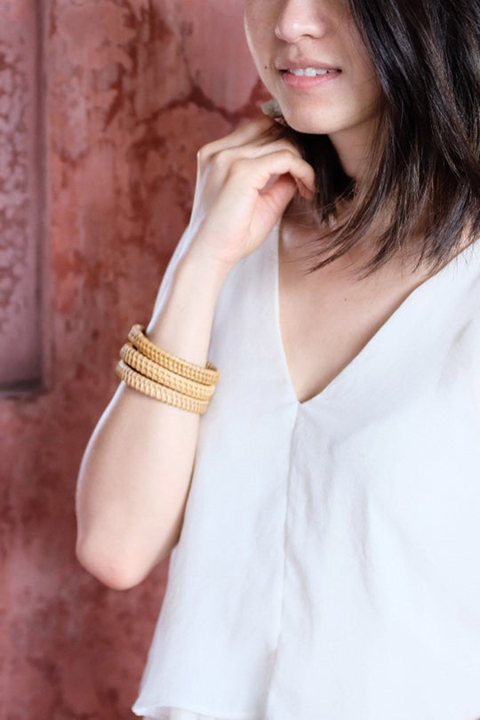 Thien Natural Handwoven Rattan Bangles (Set of 3)