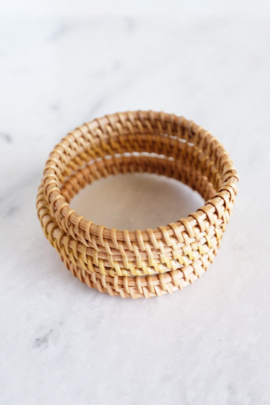 Thien Natural Handwoven Rattan Bangles (Set of 3)