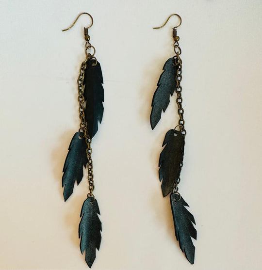 Sustainable vegan feather earrings