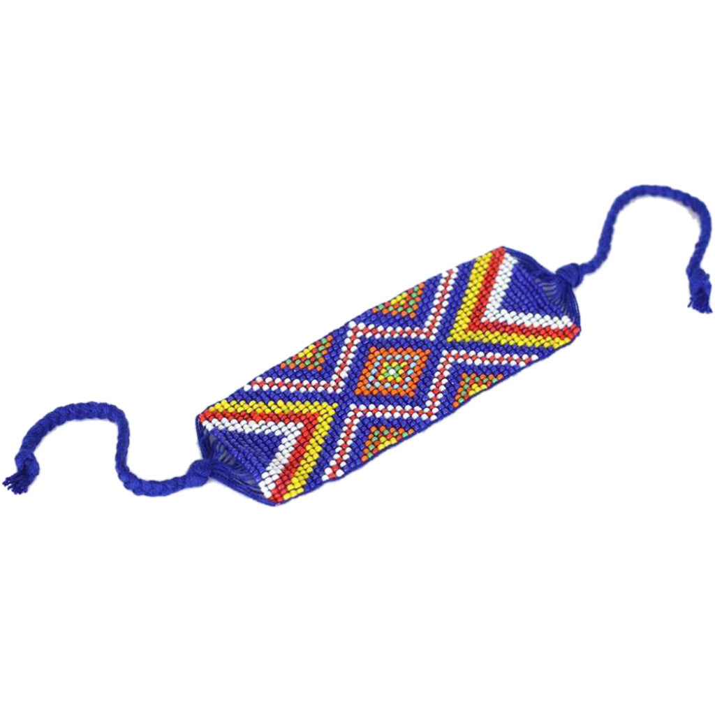 Geometric Beaded Cuff – Handcrafted Boho Bracelet by Hmong Artisans