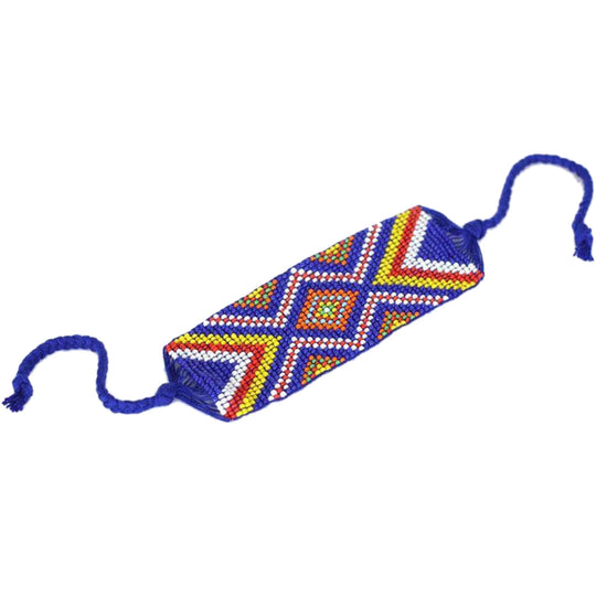 Geometric Beaded Cuff – Handcrafted Boho Bracelet by Hmong Artisans