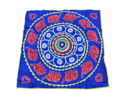 Mandala Wall Hanging – Upcycled Boho Tapestry with Handcrafted Appliqué