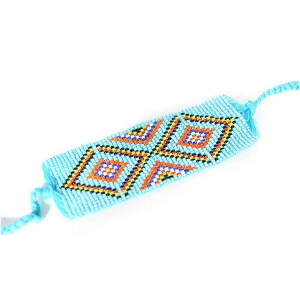 Geometric Beaded Cuff – Handcrafted Boho Bracelet by Hmong Artisans