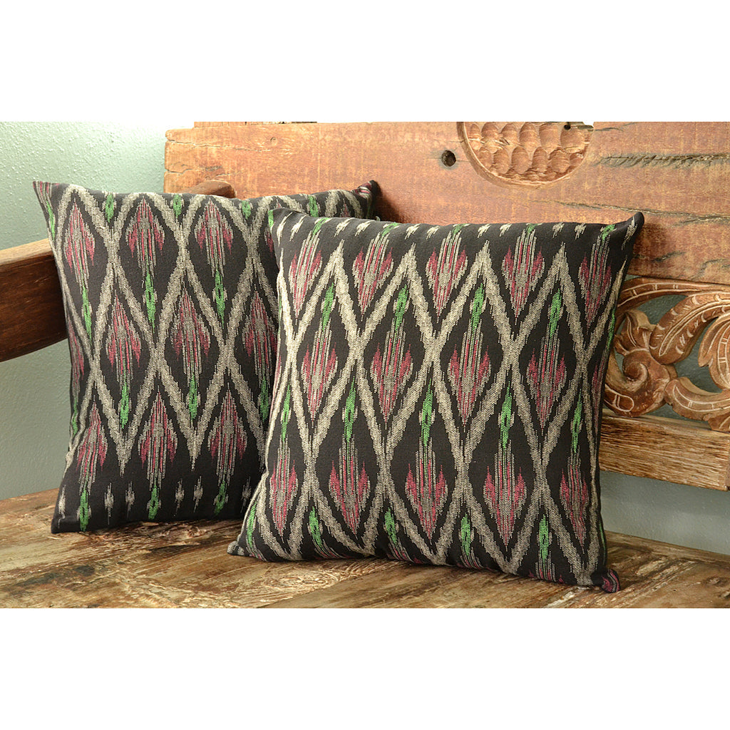 Tribal Ikat Pillow Cover – Handwoven Cotton by Hmong Artisans
