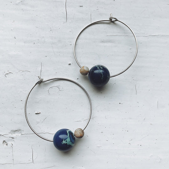 arth & Moon Jasper Hoop Earrings – Cosmic Boho Stone Hoops