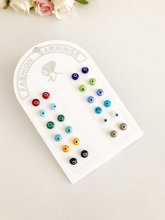 Glass Evil Eye Stud Earrings