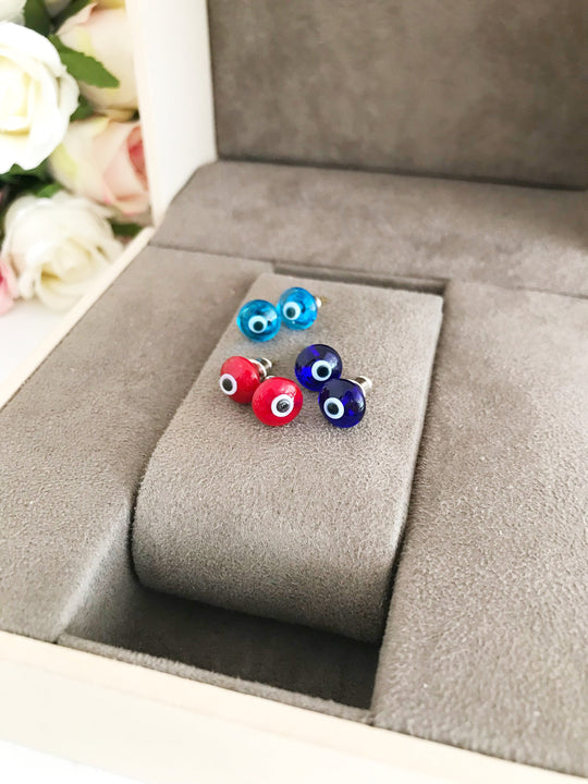 Glass Evil Eye Stud Earrings