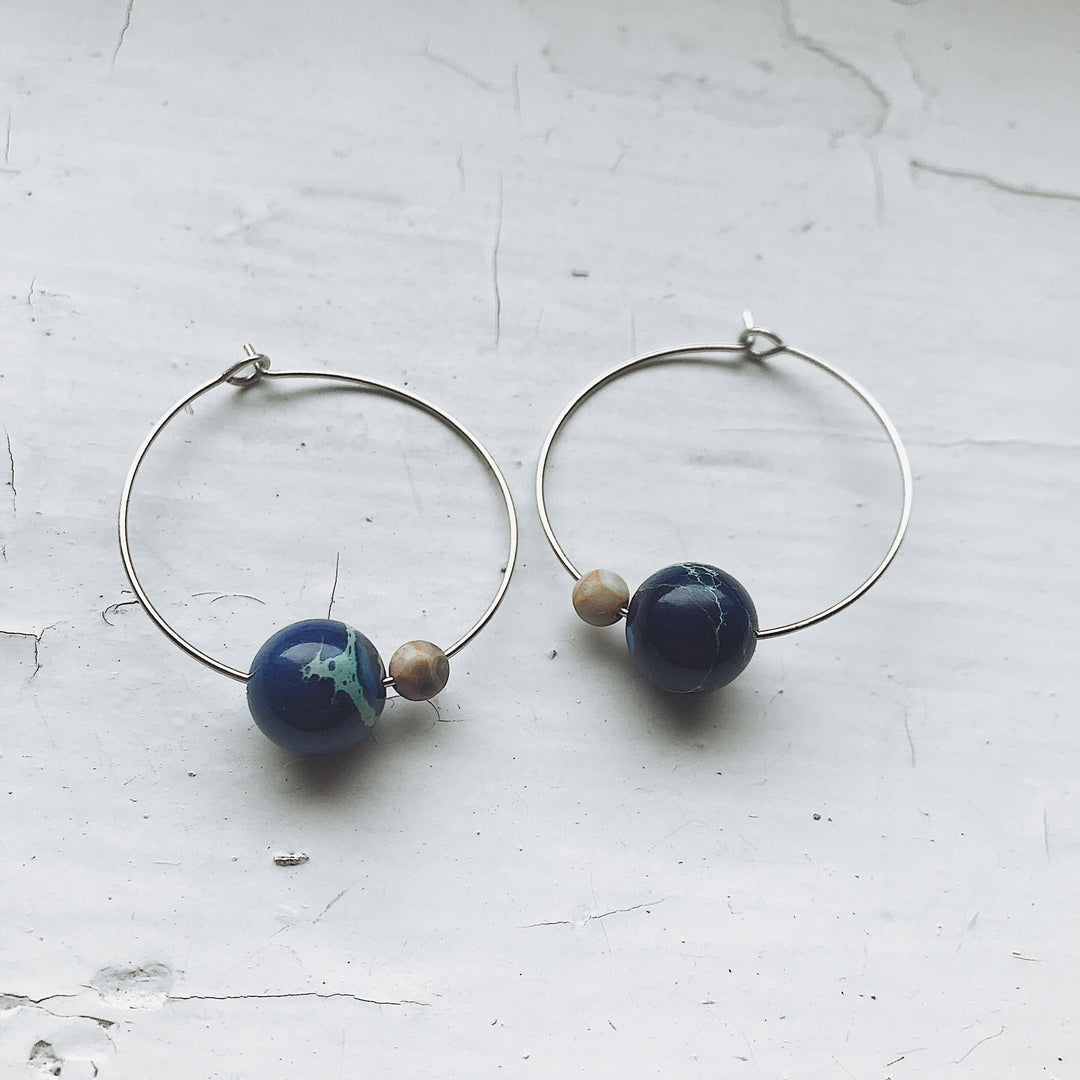 arth & Moon Jasper Hoop Earrings – Cosmic Boho Stone Hoops