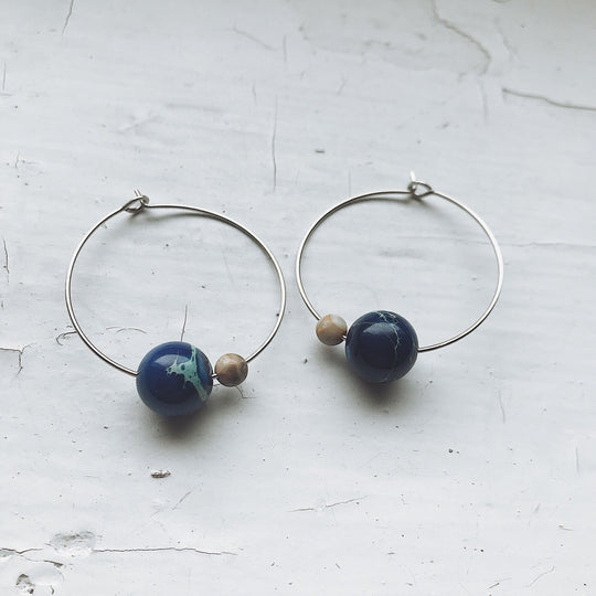 arth & Moon Jasper Hoop Earrings – Cosmic Boho Stone Hoops