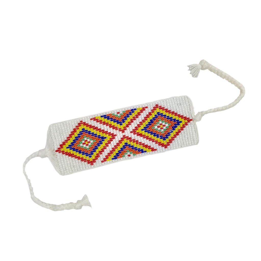 Geometric Beaded Cuff – Handcrafted Boho Bracelet by Hmong Artisans