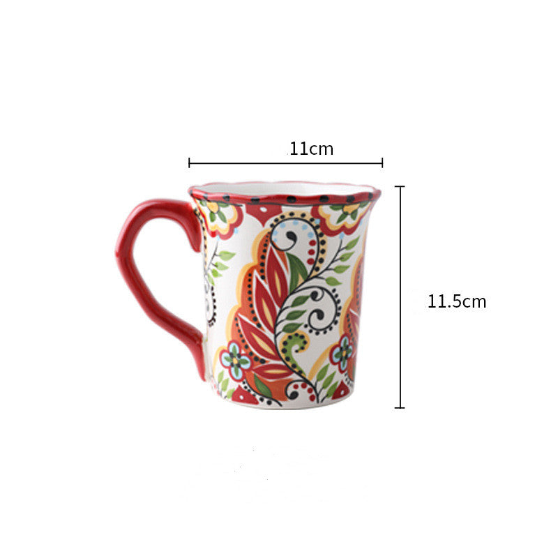Boho Style Hand Painted Ceramic Coffee Cup