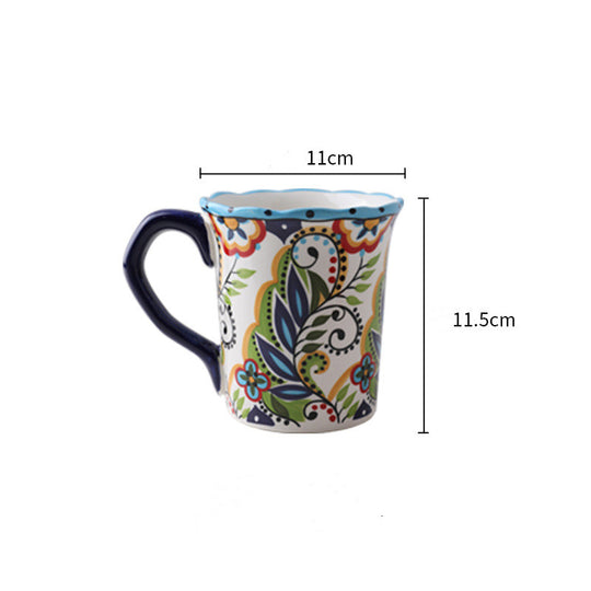 Boho Style Hand Painted Ceramic Coffee Cup