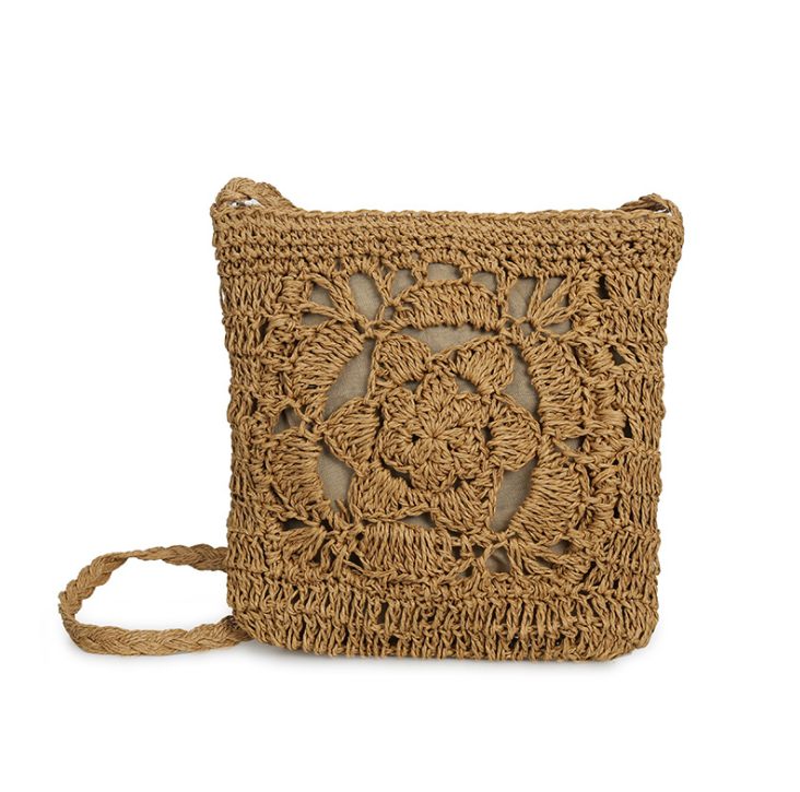 Woven Hollow Out Beach Crochet Fringed Straw Clutch